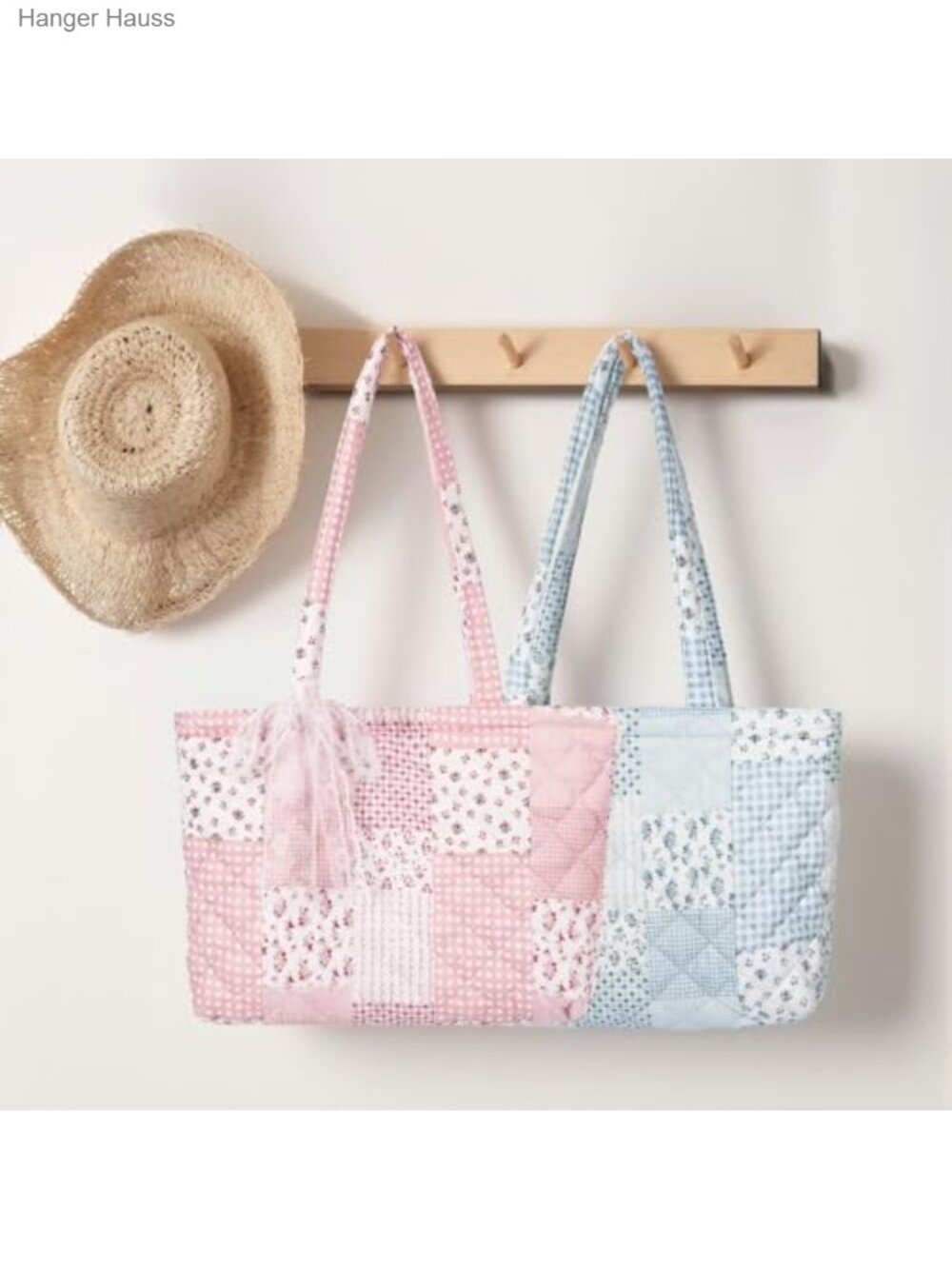 Quilted Floral Tote Bag for Women, Soft Lightweight Shoulder Bag with Pockets - Picture 2 of 6